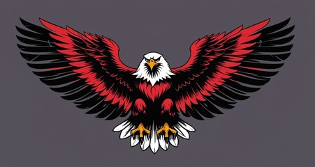Bald Eagle with Red and Black Wings