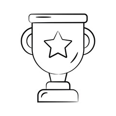 Easy to use hand drawn icon depicting winner star trophy
