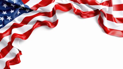 American Flag Draped Frame On White Background