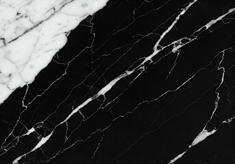 Glossy Black Marble with Veins Top View for Elegant Design