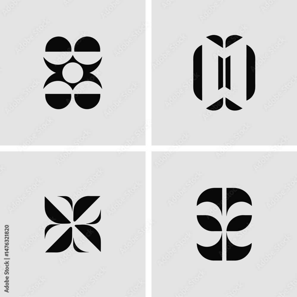 Poster modern geometric black and white vector graphics with minimalist abstract design elements