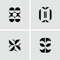 Modern geometric black and white vector graphics with minimalist abstract design elements
