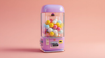 3D gacha machine with capsule balls