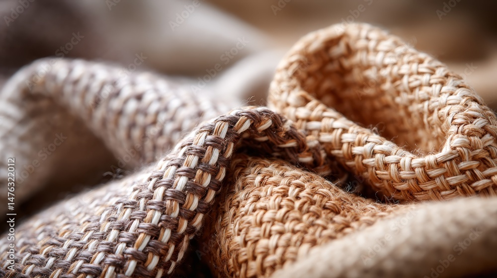 Poster intricate burlap fabric features a textured geometric diamond pattern in earthy tones, ideal for enh