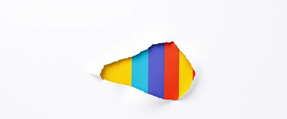 Torn white paper reveals vibrant rainbow LGBTQ+ flag, distressed, lgbt