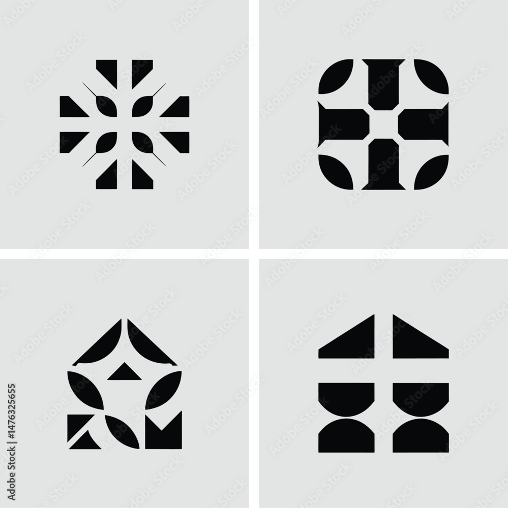 Poster abstract geometric shapes in black and gray color scheme suitable for various designs and applicatio