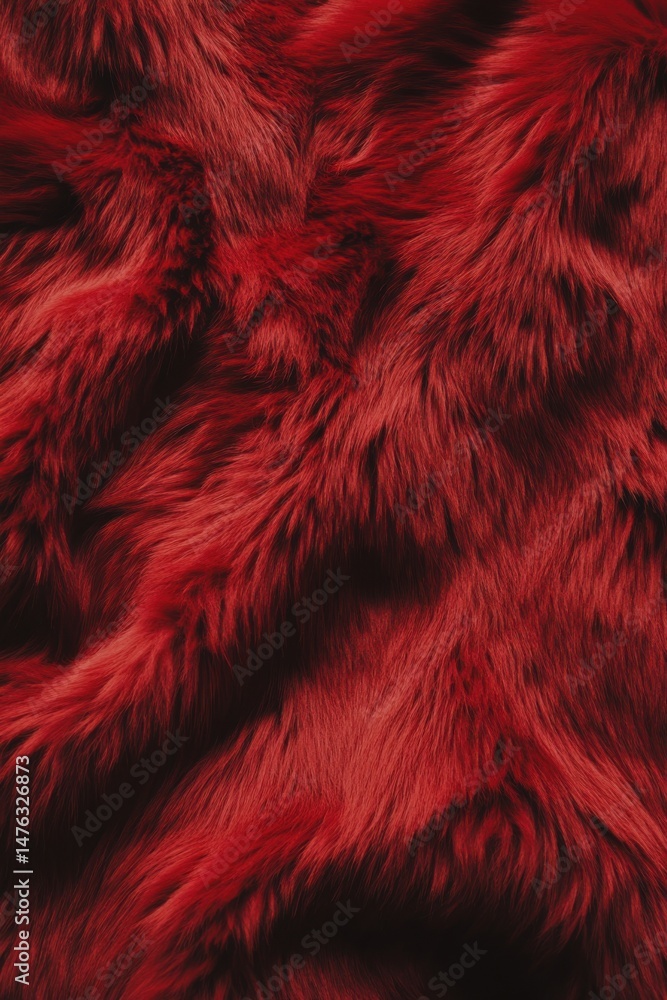 Poster luxurious red fur texture close up full frame abstract pattern background for fashion design or wint