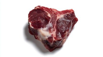 Fototapeta premium Raw lamb chop displayed in a top-down view highlights the rich marbling and texture, perfect for use in various culinary applications and recipes