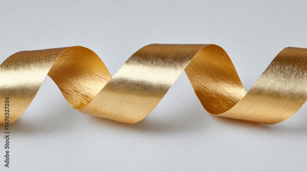 Poster a delicate golden ribbon gracefully curls against a soft, muted background, catching soft light and 