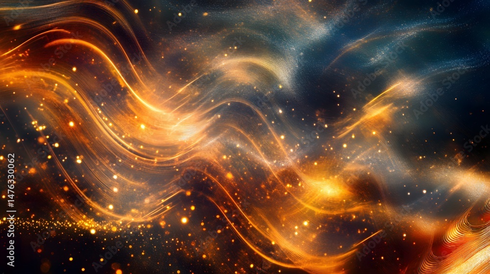 Poster abstract motion blur lights in deep space, medium rough material and noisy overlay