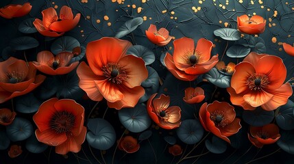 Luxury golden blooms dark blue elegant high resolution images