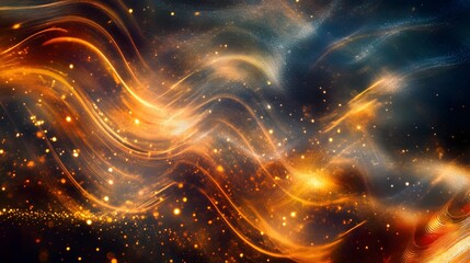 Abstract motion blur lights in deep space, medium rough material and noisy overlay