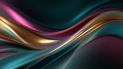 abstract background featuring smooth, flowing waves with an iridescent quality