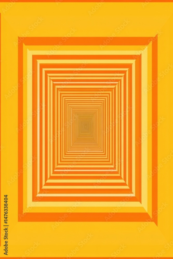 Poster abstract square tunnel perspective in warm tones optical illusion art graphic design pattern repetit