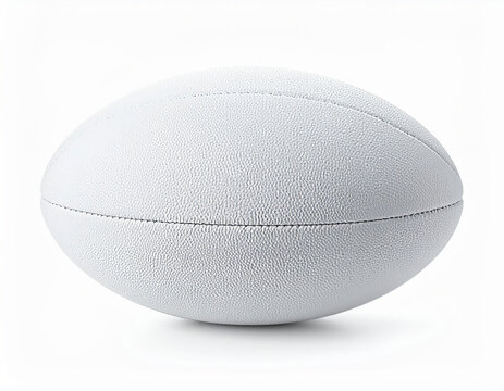 White rugby ball hovering on white background: promoting sporting goods and active lifestyle