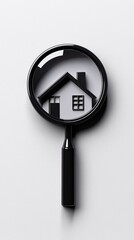 Magnified home model through a magnifying glass.