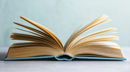 Fototapeta premium Open book, soft lighting, space for copying.