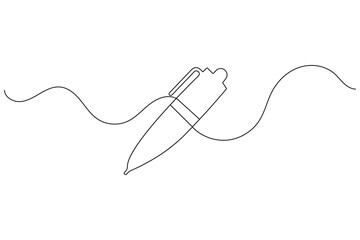 Obraz premium Pen icon continuous one line drawing Minimalist outline vector design 