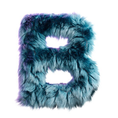 Fluffy Blue Furry Letter B on a Clean White Background