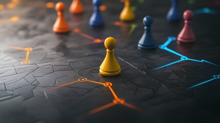 Strategic positioning of pawns on a network board