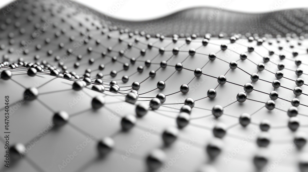 Poster abstract network grid with metallic spheres