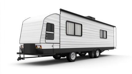 White Travel Trailer on White Background
