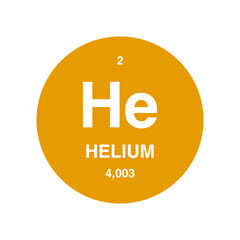 Helium symbol vector on periodic table isolated on transparent background