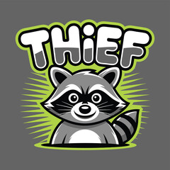 Playful Cartoon Raccoon Character Illustration Thief Mascot Design