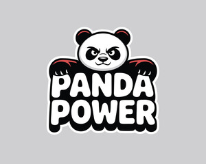 Powerful Panda Logo Design Fierce Cartoon Panda Character with Claws and Panda Power Text