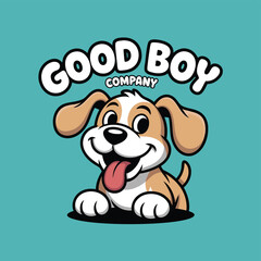 Adorable Cartoon Puppy Logo Design for Good Boy Company Brand