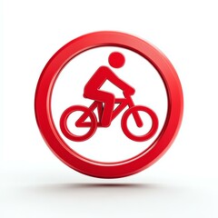 warning symbol Forbidden prohibit icons A red circular icon featuring a cyclist, symbolizing biking and a healthy lifestyle, ideal for transport-related projects.
