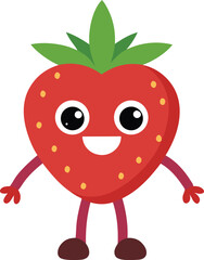 A flat vector silhouette of the retro fruit character a strawberry