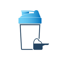 Protein shaker. Sport shaker bottle icon,	