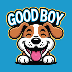 Adorable Cartoon Beagle Puppy Good Boy Sitting Wearing Bandana