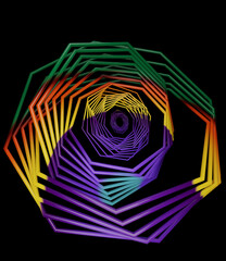 mehrfarbige geometrische 3D Objekte.