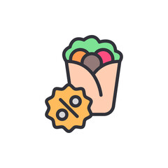 Delicious Wrap With Fresh Ingredients And A Percentage Discount Symbol