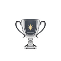 Celebrate Victory Glass Trophy with Star on transparent background