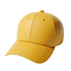 Fototapeta premium Yellow Baseball Cap 3D PNG Icon with Transparent Background Image