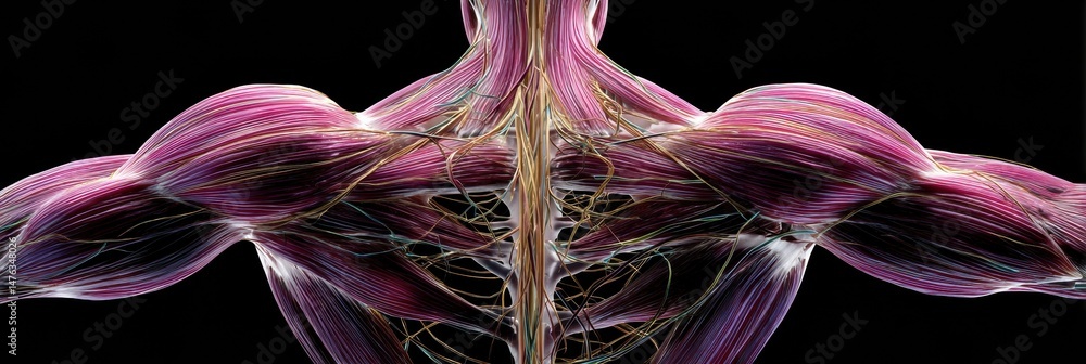 Aufkleber exploration of healthy muscle structure showcasing intricate details of muscle fibers and neural con
