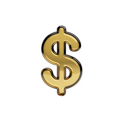 Golden Dollar Sign Wealth Symbol on on transparent background