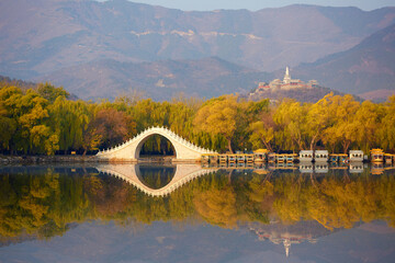 Yudai Bridge in Beijing Summer Palace autumn, China