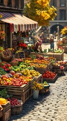 Fototapeta premium Outdoor market abundance of fresh produce display