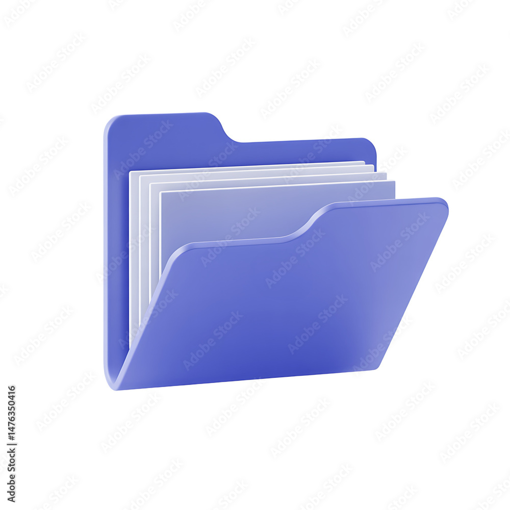 Poster purple 3d folder icon with files digital on transparent background