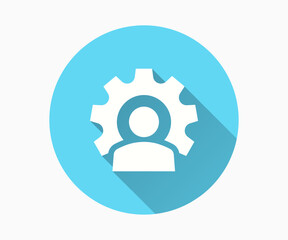 Settings flat icon. Simple illustration with long shadow for graphic and web design.