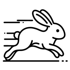 Fast Running Rabbit  Line Art Vector Illustration