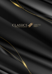 Elegant Black Satin with Golden Accents.