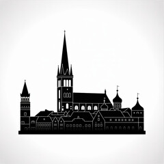 Tallinn Skyline Vector Illustration – Minimalist Black and White Silhouette of Estonian Capital City