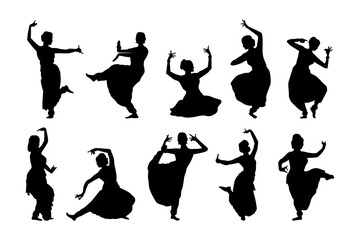 indian dance silhouettes diverse poses