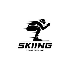skiing sport logo design abstract