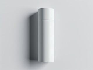 Minimalist White Cylinder Product on White Background with Soft Lighting and Shadows